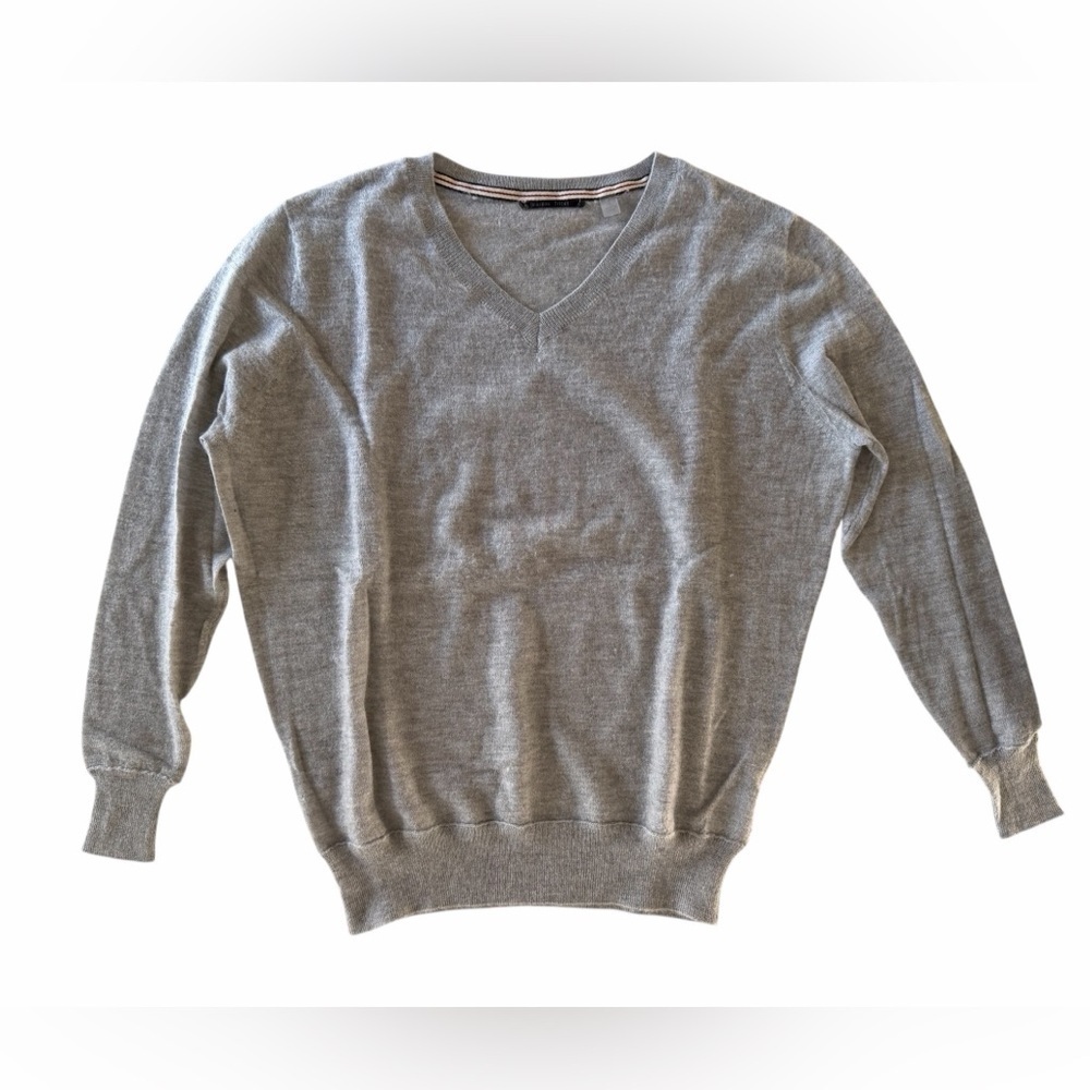 Brazeau Tricot Mineral Sheer V Neck Cashmere Sweater Light Gray 3/ M NWT